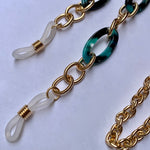Gold Chain and Green Tort Sunnies Strap