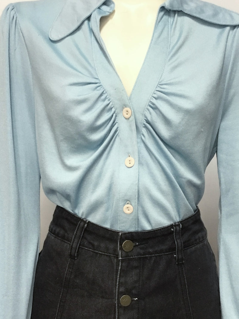 Baby Blue 70s Blouse