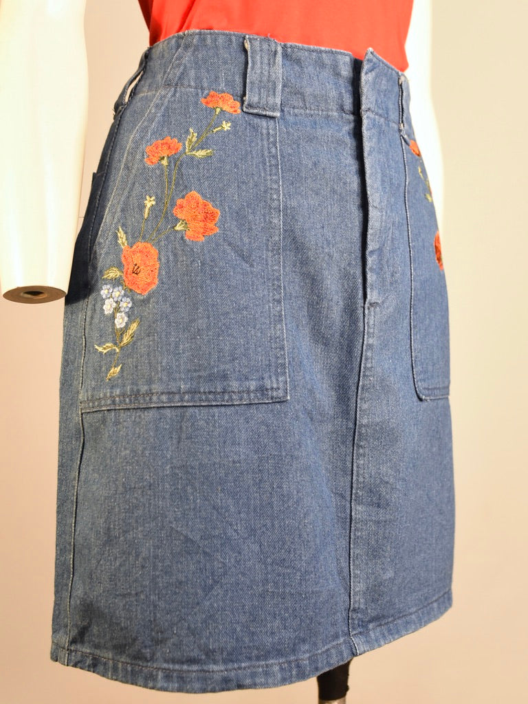 Farida Floral Denim Skirt