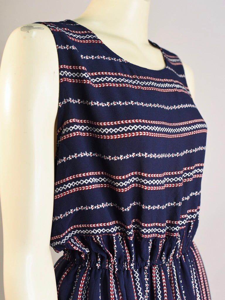 French Florally Stripes Dress