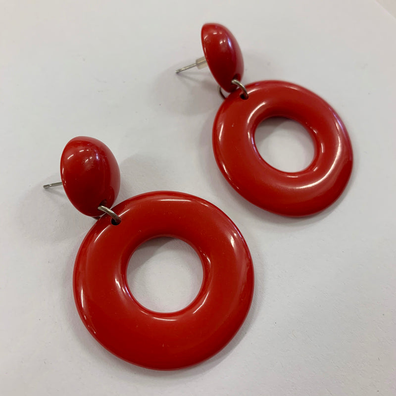 Red Loop Earrings