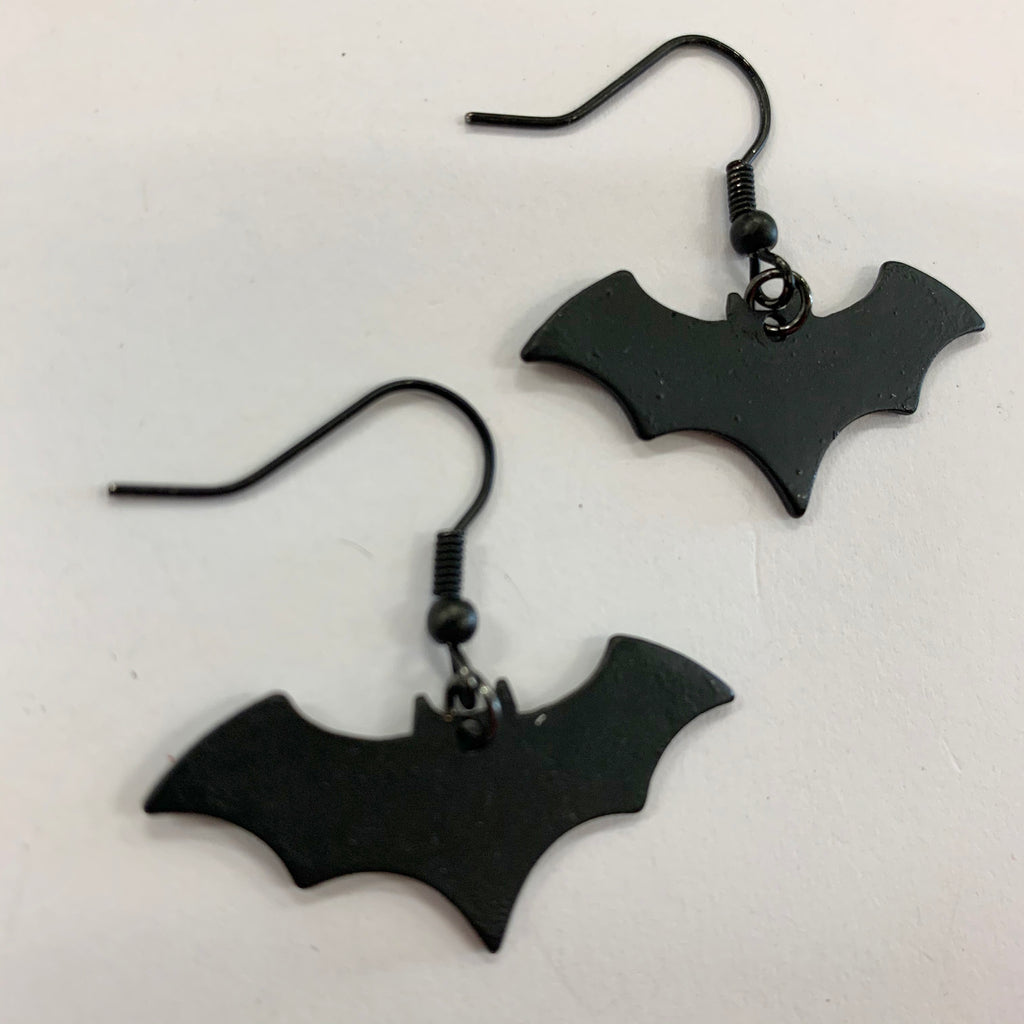 Matte Black Bat Earrings