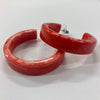 Red and White Marbled Hoop Earrings