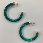Green Marbled Hoop Earrings