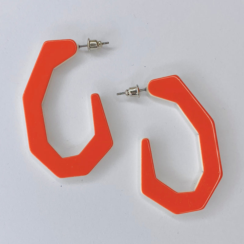 Angular Orange Earrings