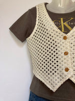 White Crochet Vest - AS IS - small hole