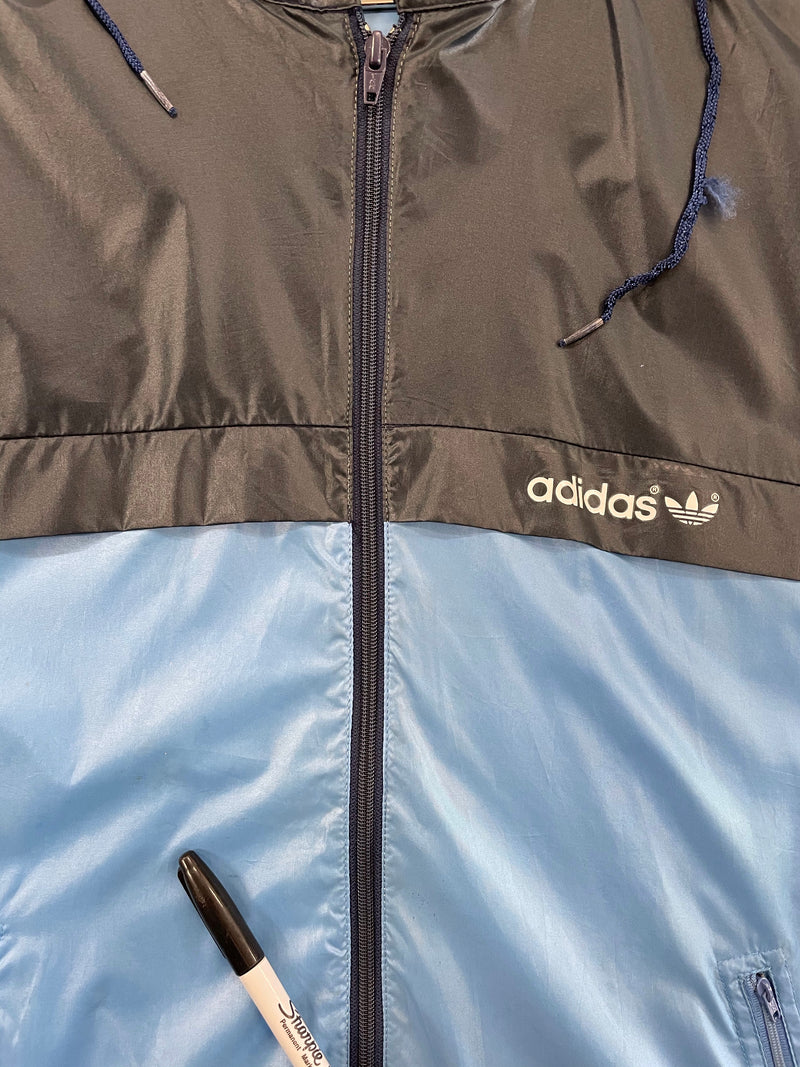 Two Blue Adidas Spray Jacket - AS IS - marks and drawstring