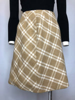 Caramel Tartan Skirt - AS IS - holes in lining