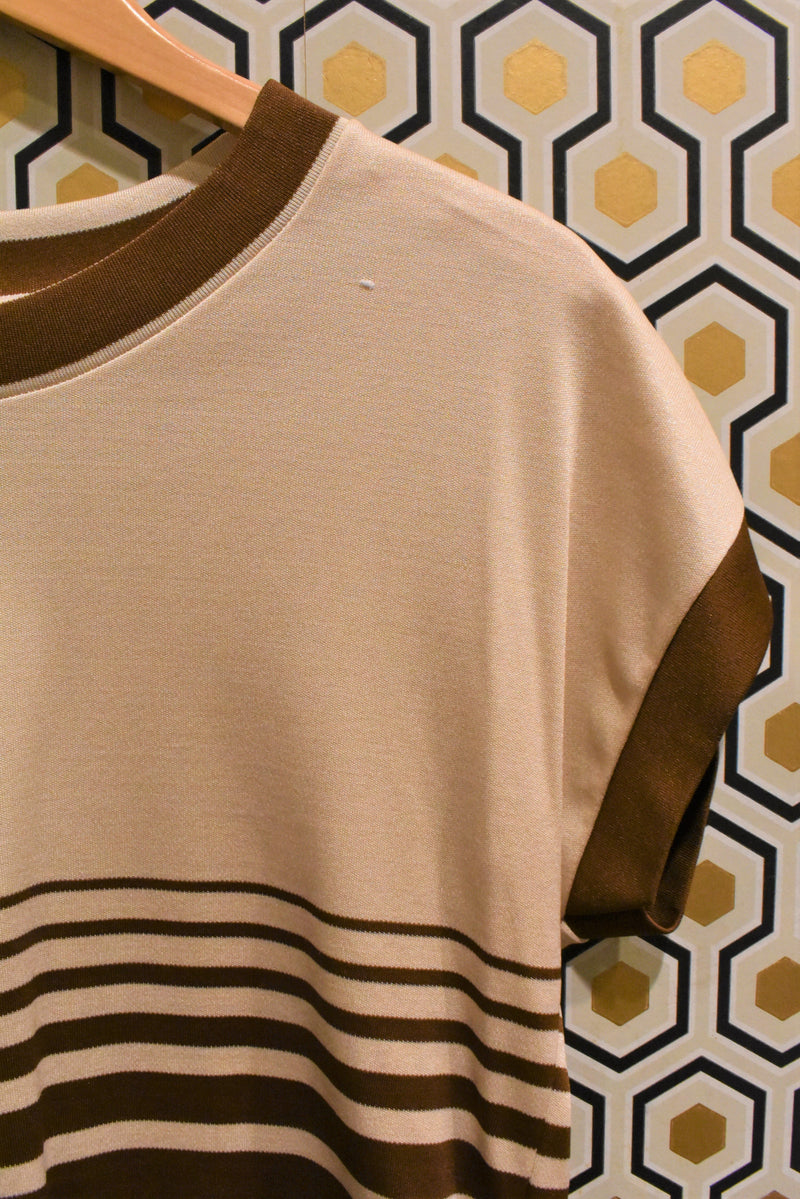 Brown Striped 70s Top