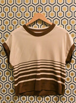 Brown Striped 70s Top