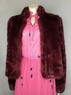 Berry Faux Fur Crop Jacket - AS IS - lining