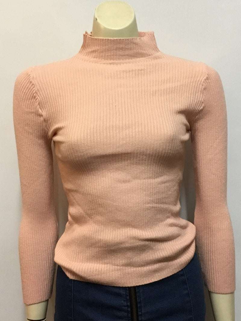 Dusty Pink Ribbed Turtleneck