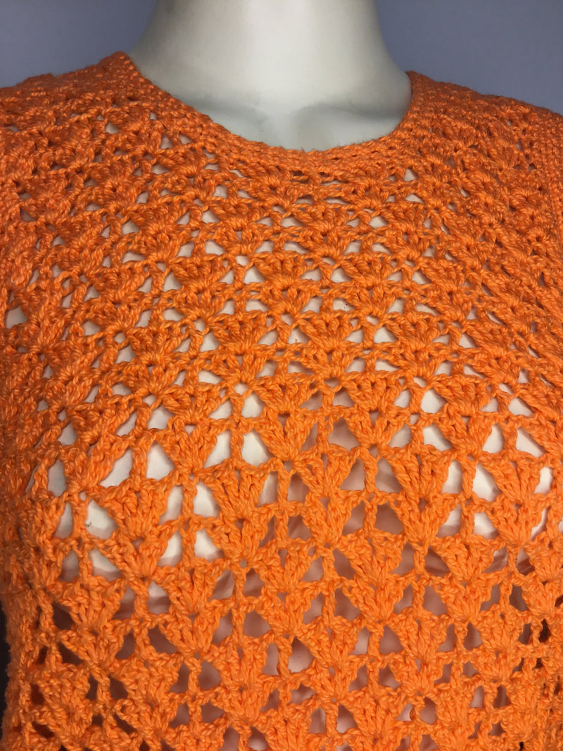 Fluorescent Orange Crochet Vest