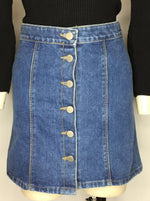 Panel Button Up Denim Skirt