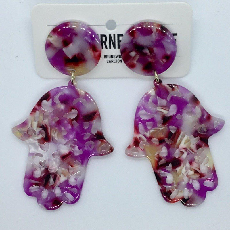 Purple Hamsa Earrings