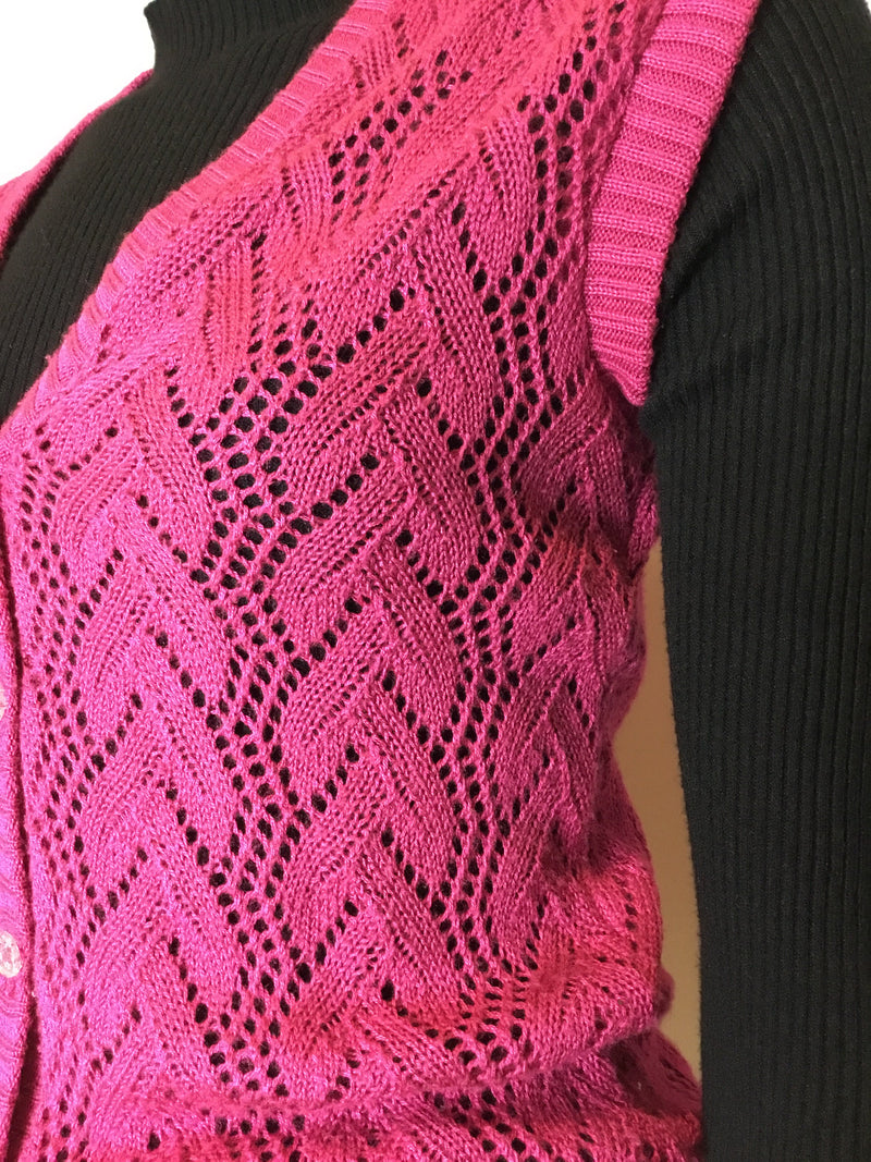 Vivid Magenta Knitted Vest - AS IS - general wear / marks