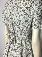White and Black Floral Dress - AS IS - button
